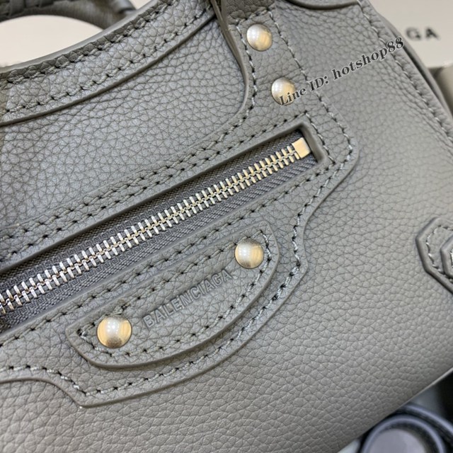 Balenciaga專櫃爆款荔枝紋深灰色手袋手提包 638512 巴黎世家小號Neo Classic機車包 fyj1441